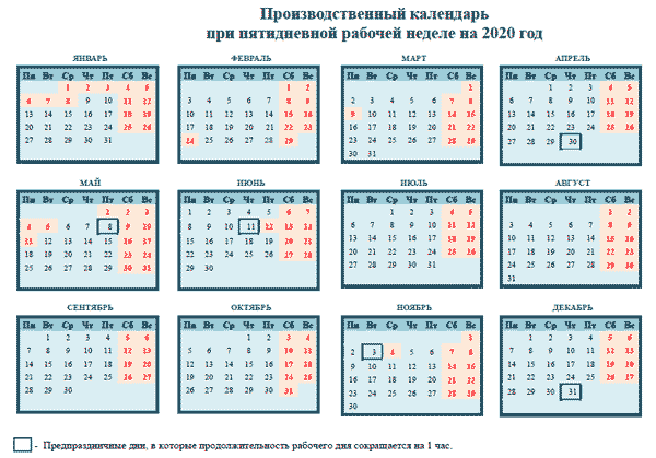 Календарь бухгалтера на 2020 год с праздничными и выходными днями: скачать  для пятидневки и шестидневки